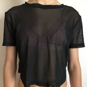 Black Mesh Crop Top